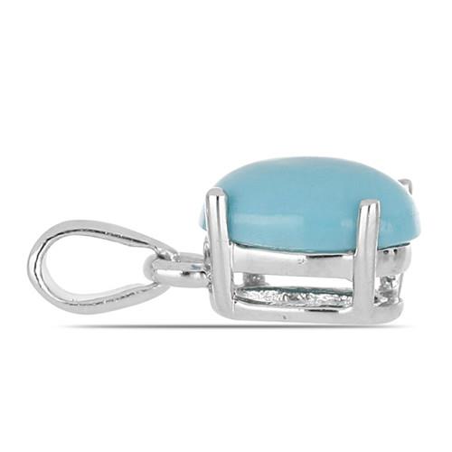REAL TURQUOISE SINGLE STONE PENDANT IN 925 STERLING SILVER 